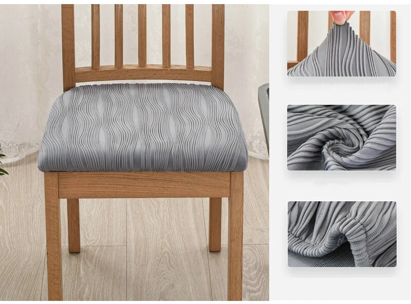 Żakardowy pokrowiec na siedzisko krzesła - detale